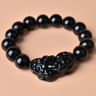 Natural Black Obsidian & Feng Shui Fav -PIXIU LUCK ATTRACTING Bracelet
